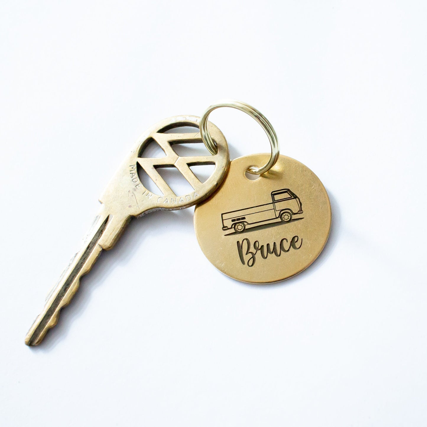 Personalized Kombi Bay Window Ute Utility Key Ring - Gold