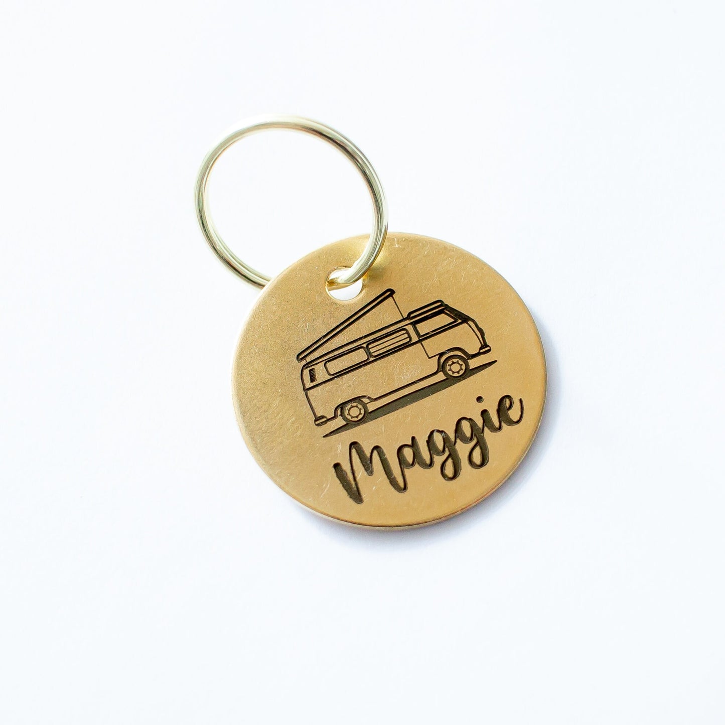 Personalized Kombi Westfalia Camper Key Ring - Gold