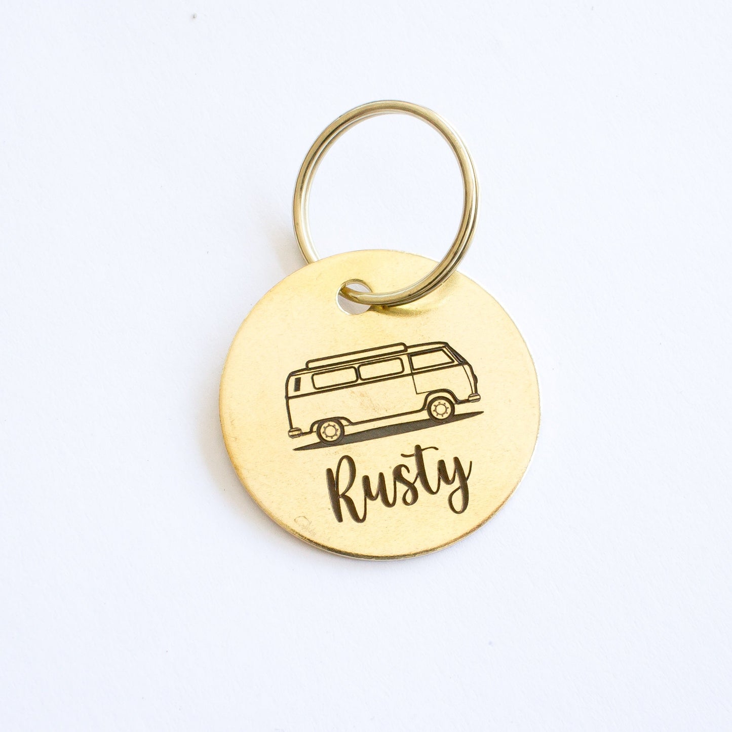 Personalized Kombi Pop Top Camper Key Ring - Gold