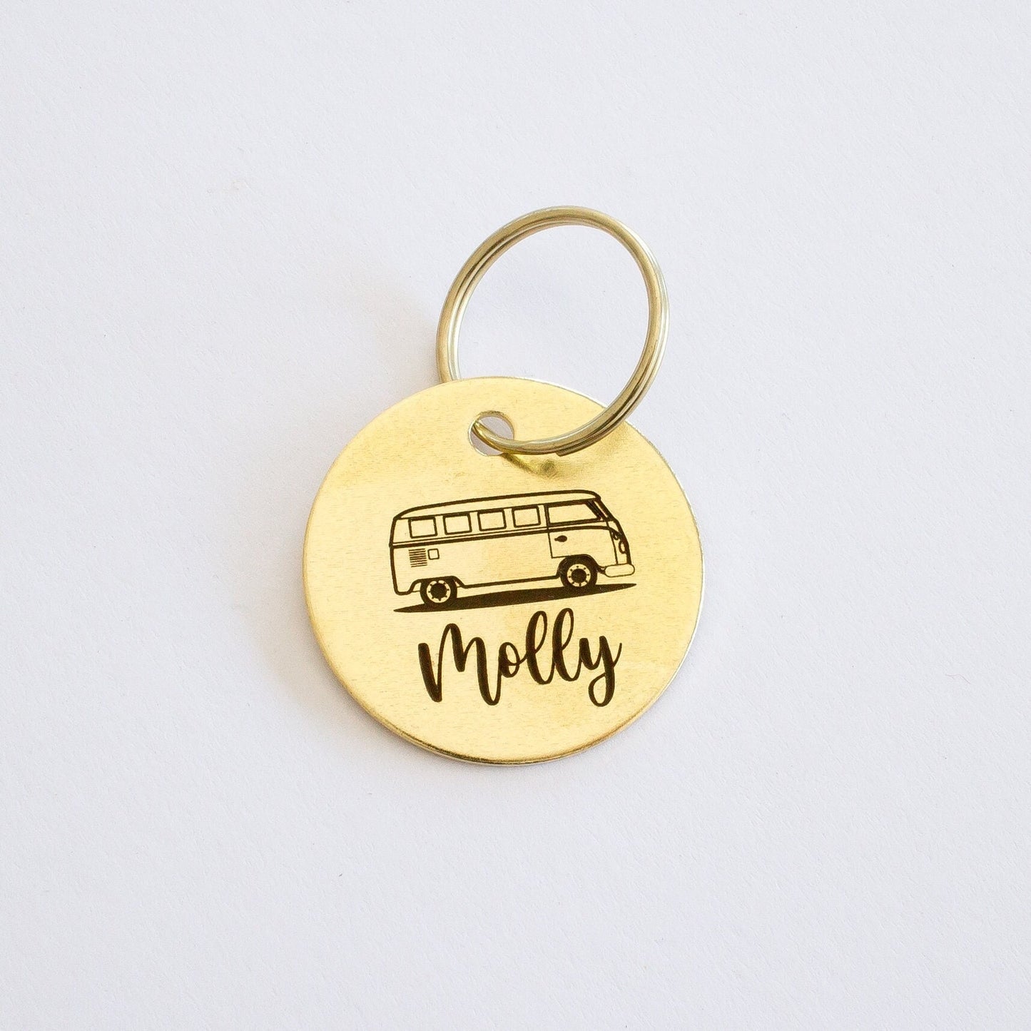 Personalized Kombi Split Window Camper Key Ring - Gold