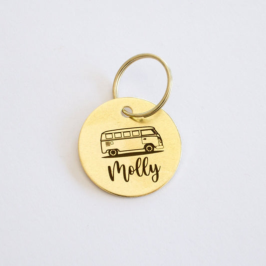 Personalized Kombi Split Window Camper Key Ring - Gold