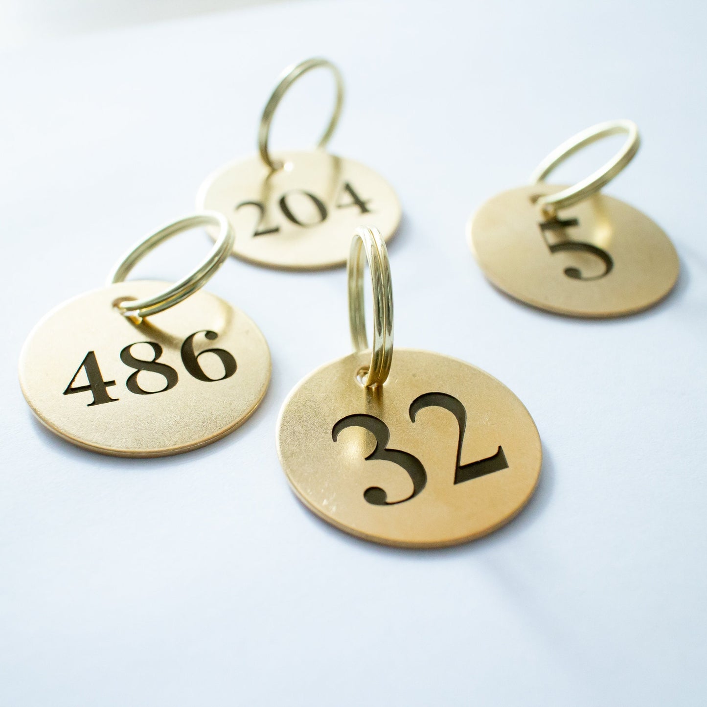 Personalized Vintage Number Keychain - Gold