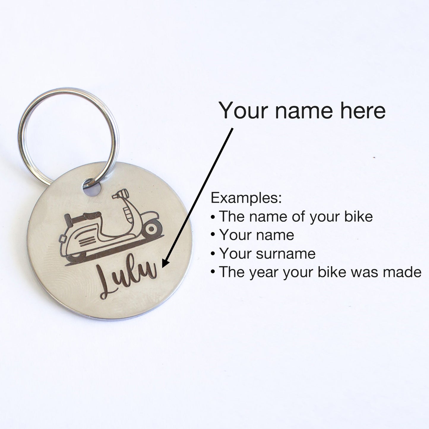 Personalized Vespa Vintage Key Ring - Silver