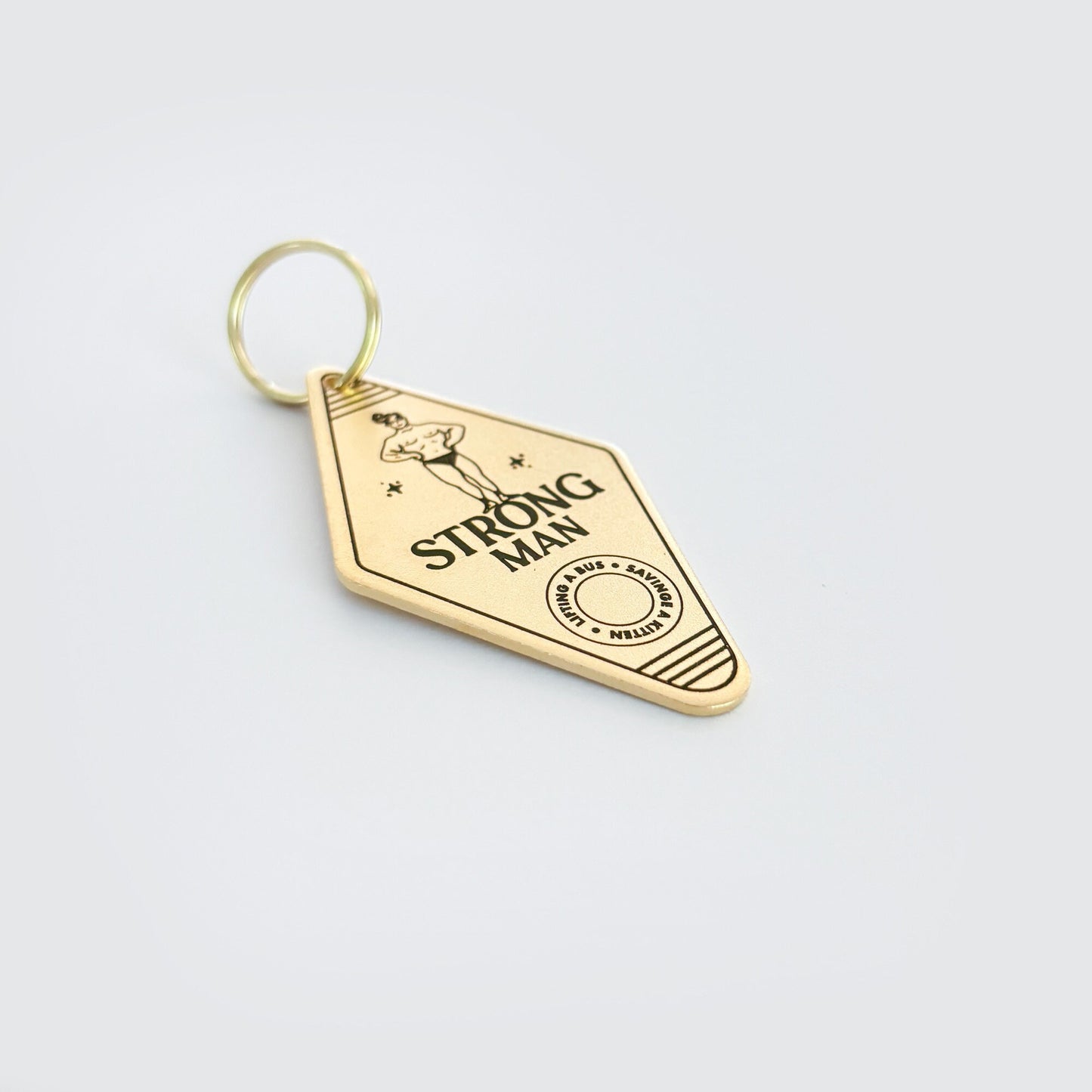Personalized Strong Man Vintage Hotel Keychain