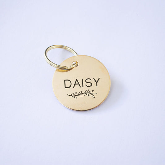 Personalized Brass Leaf Dog Tag