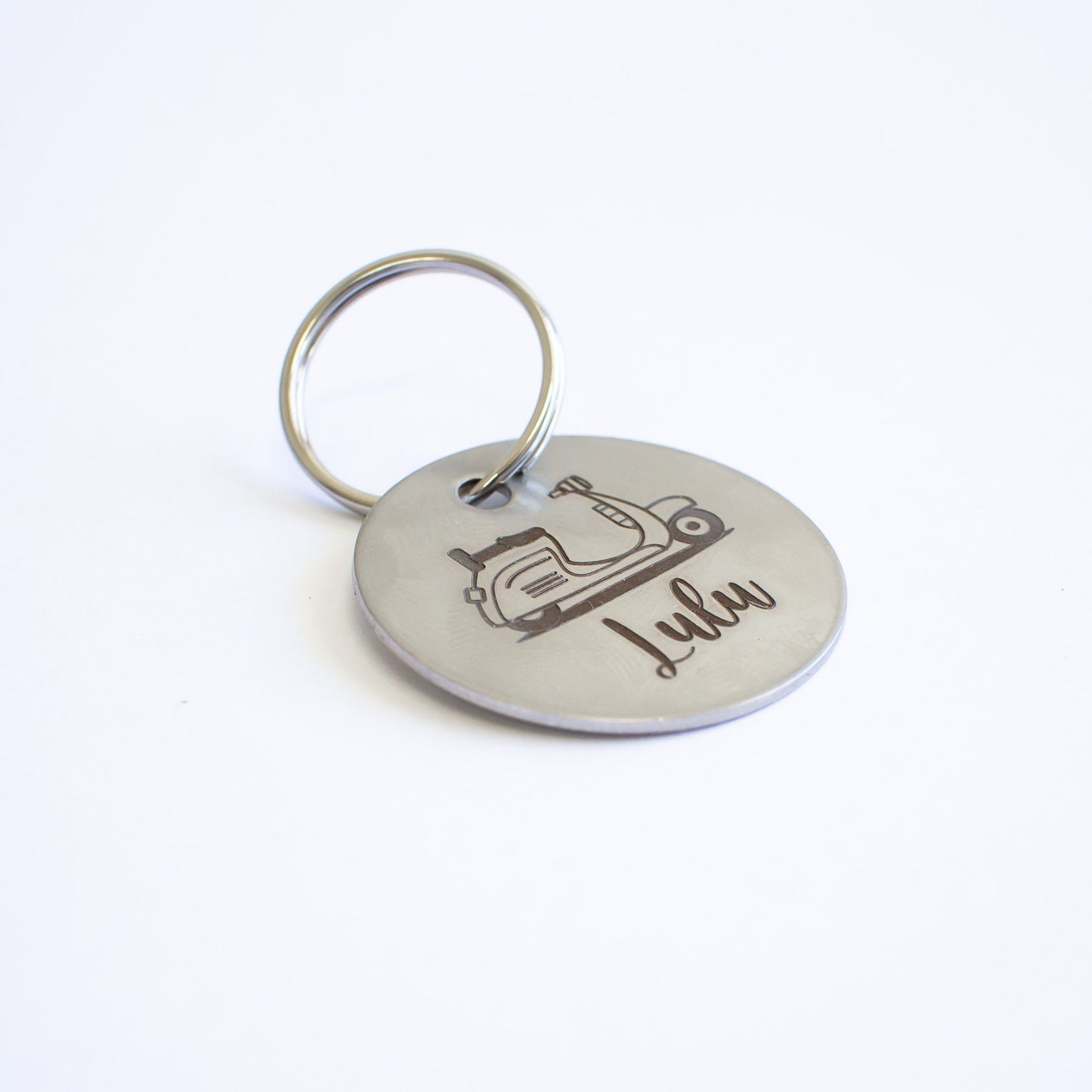 Personalized Vespa Vintage Key Ring - Silver