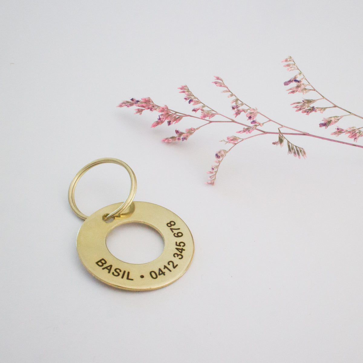 Personalised Brass Classic Ring Animal ID Tag