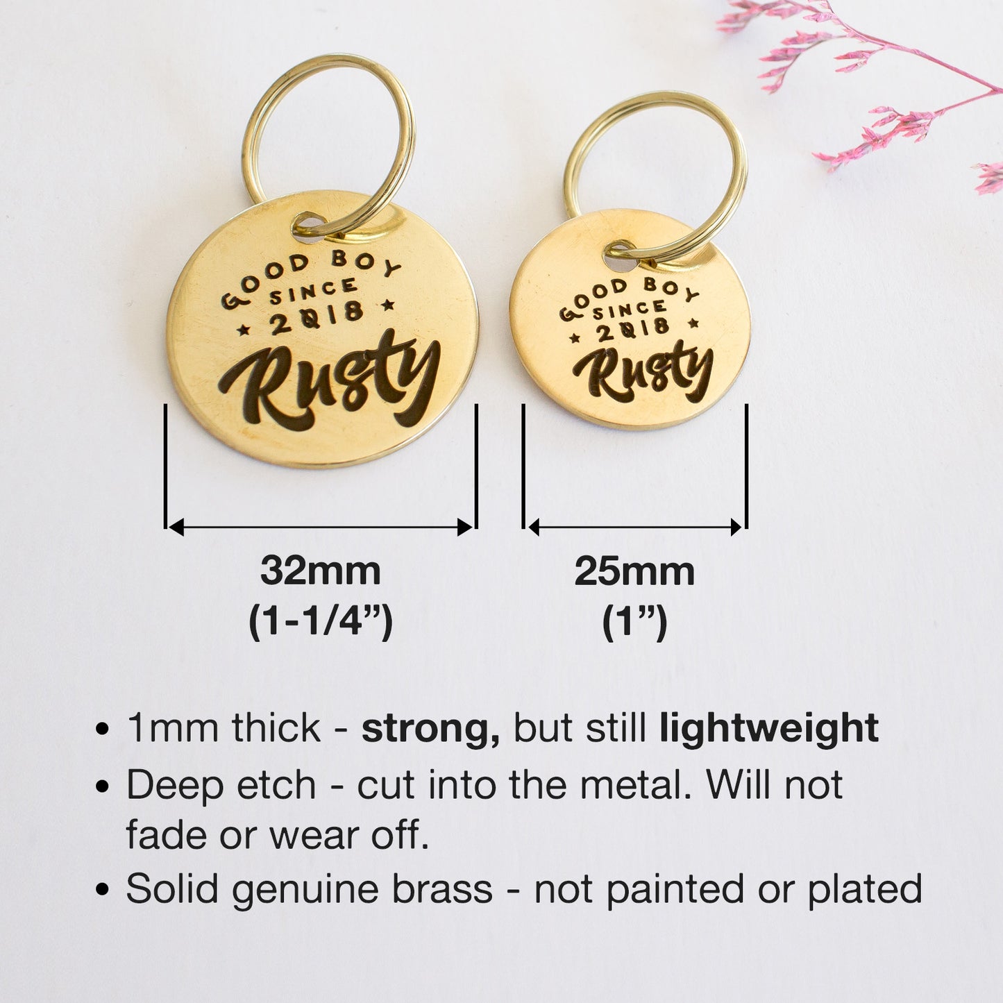 Personalised Brass 'Good Boy' Design Animal ID Tag