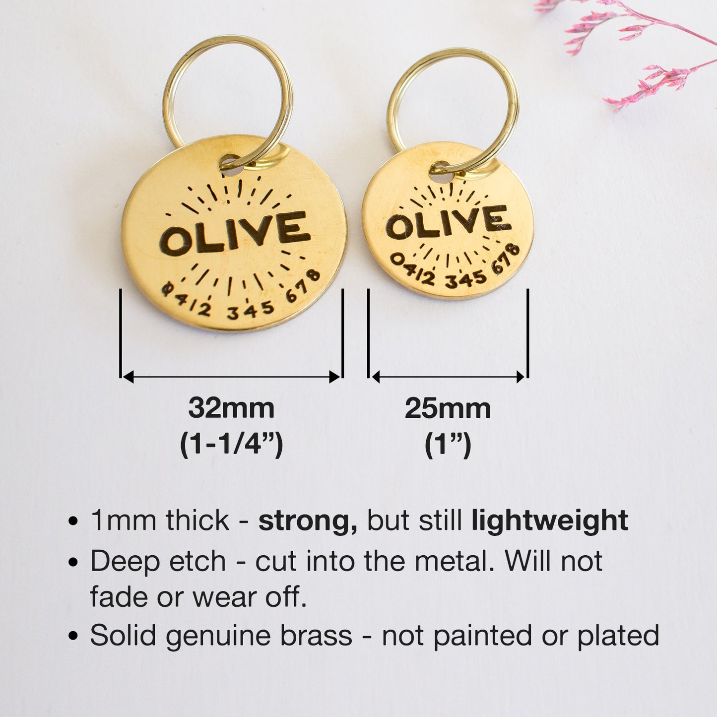 Personalised Brass Starburst Design Animal ID Tag