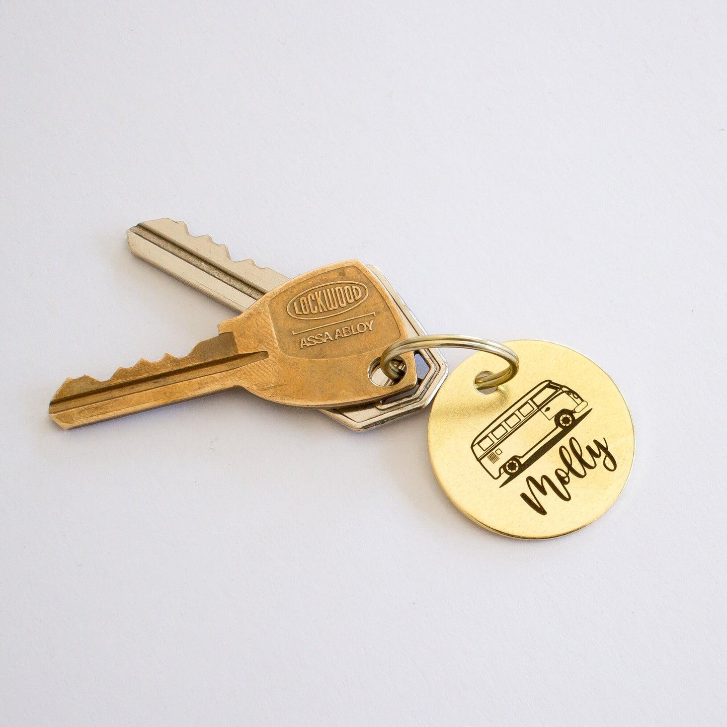 Personalized Kombi Split Window Camper Key Ring - Gold