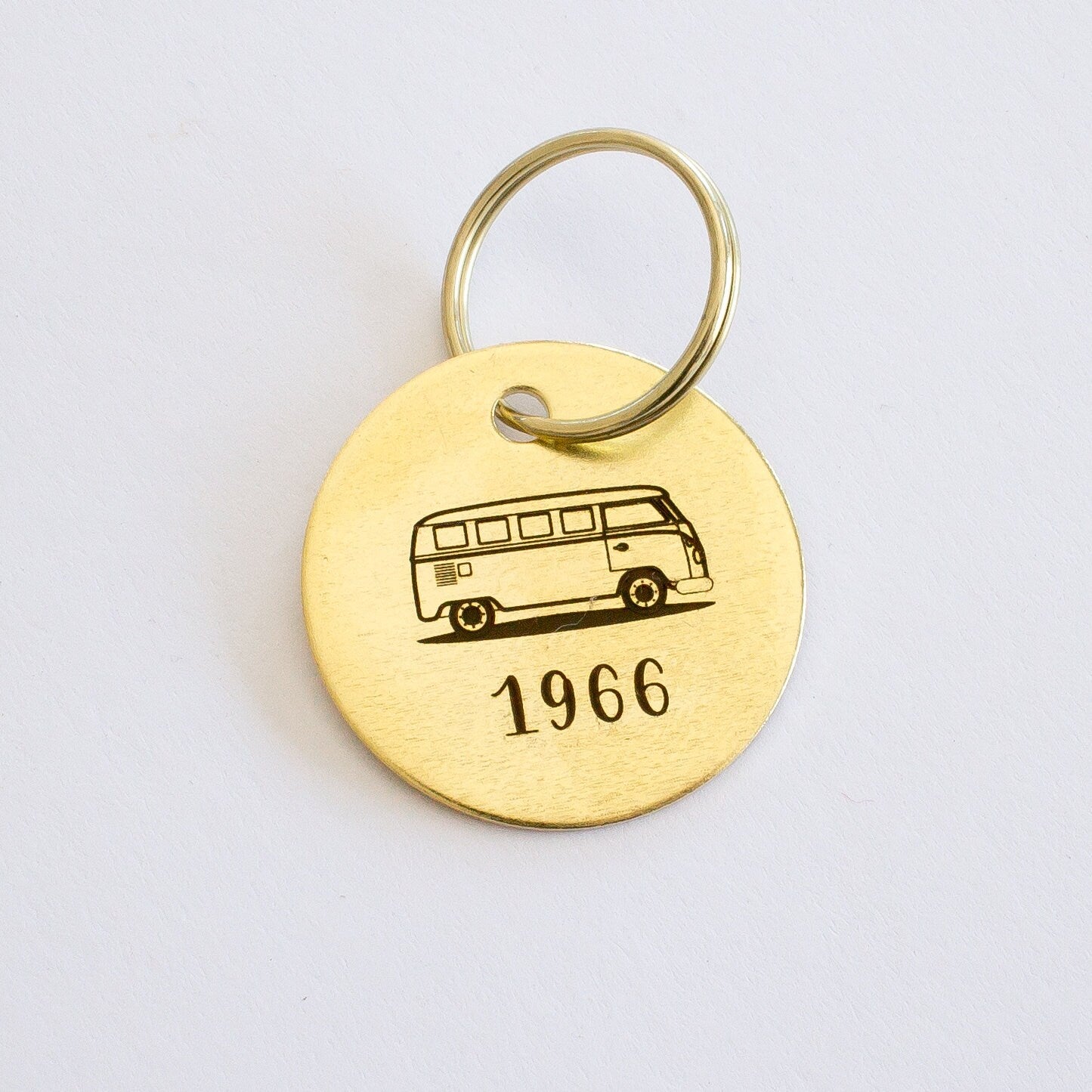 Personalized Kombi Split Window Camper Key Ring - Gold