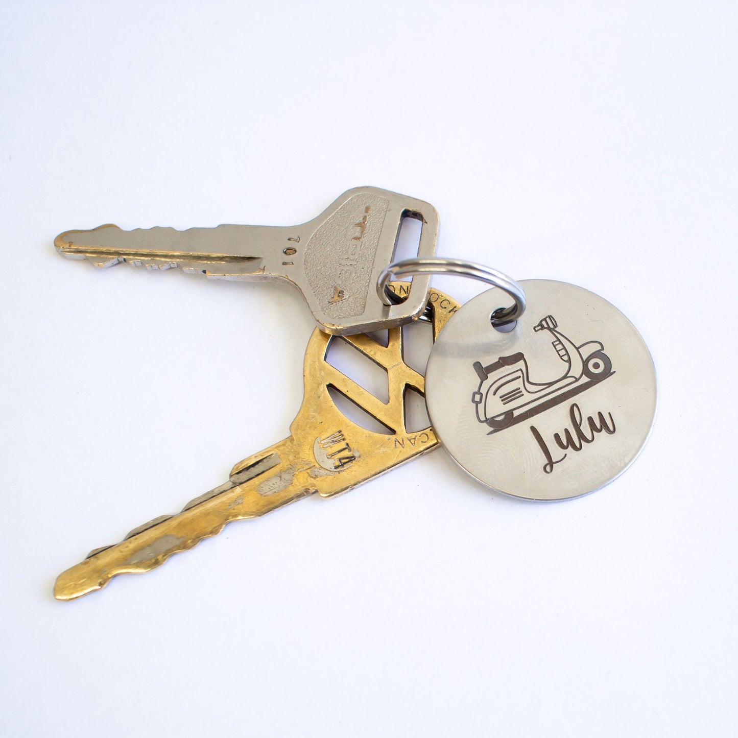 Personalized Vespa Vintage Key Ring - Silver
