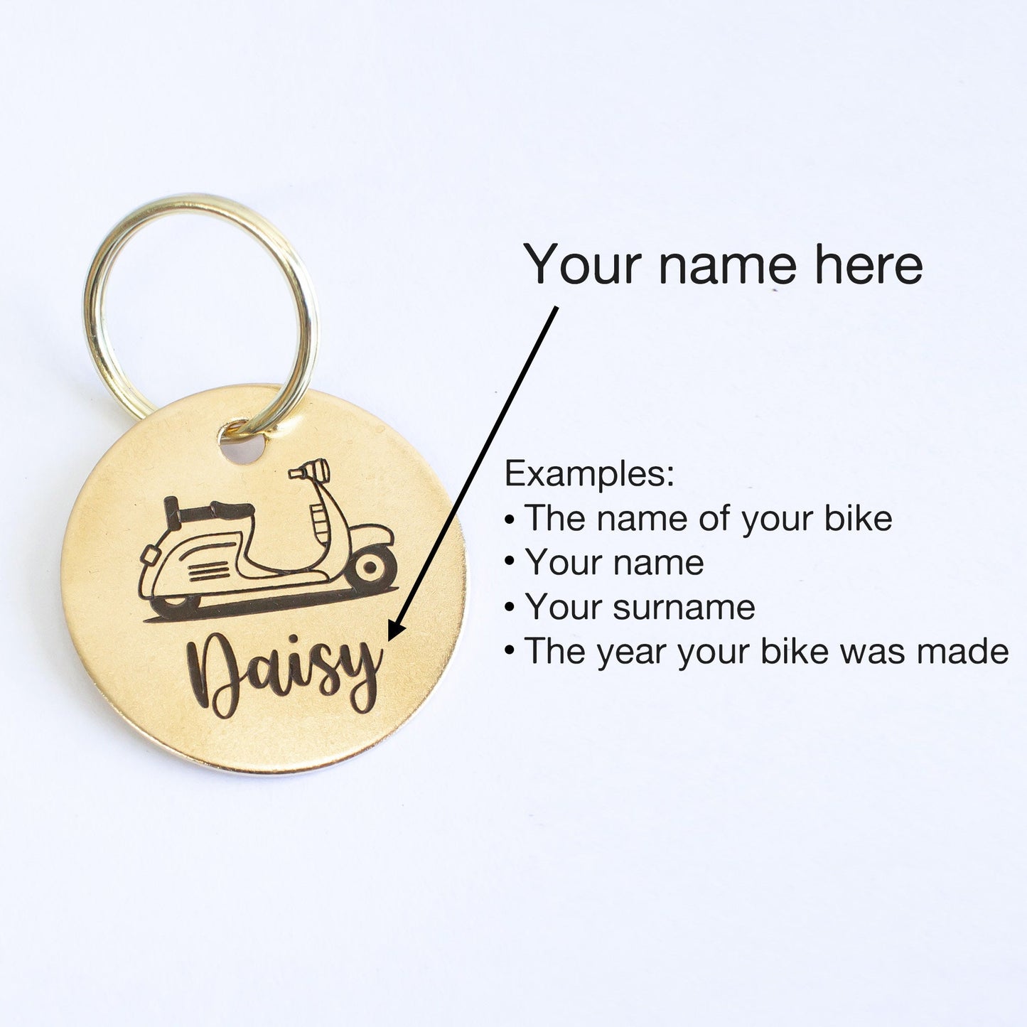 Personalized Vespa Vintage Key Ring - Gold