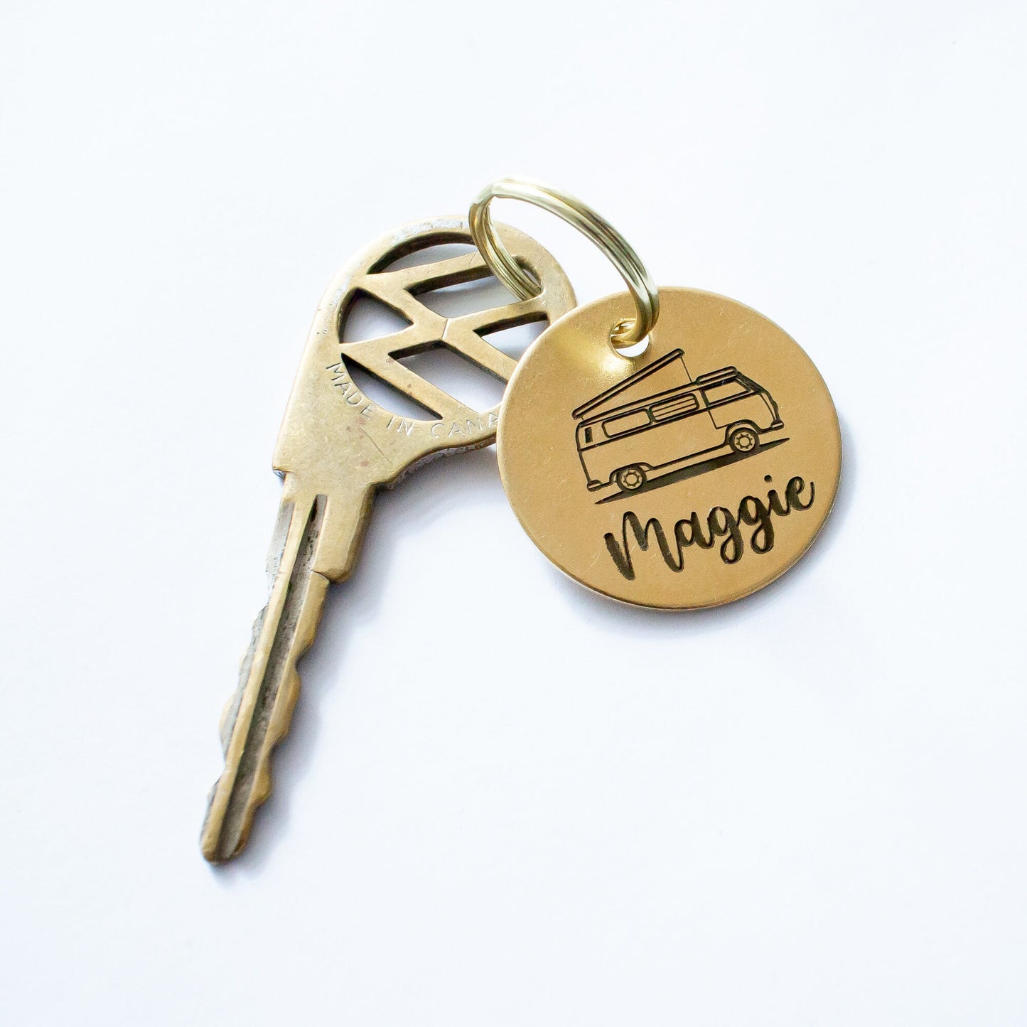 Personalized Kombi Westfalia Camper Key Ring - Gold