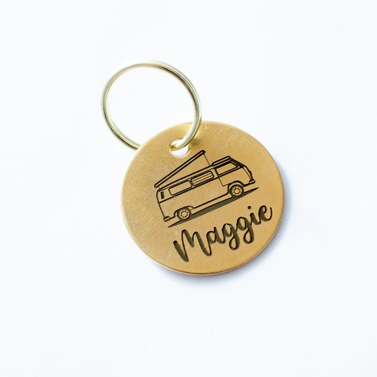Personalized Kombi Westfalia Camper Key Ring - Gold