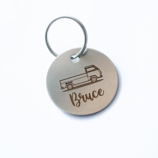 Personalized Kombi Bay Window Ute Utility Key Ring - Silver