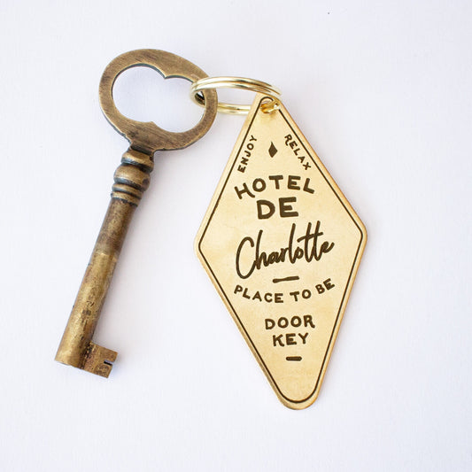 Personalised Vintage Hotel Keychain