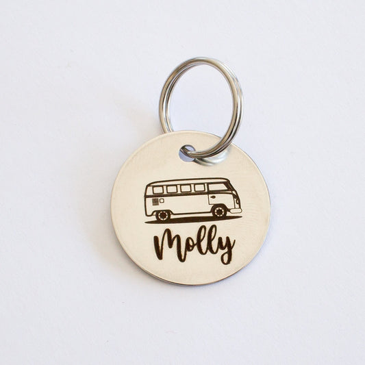 Personalized Kombi Split Window Camper Key Ring - Silver