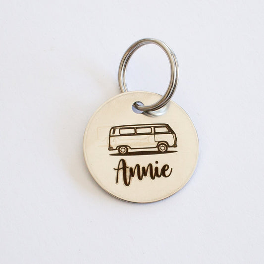 Personalized Kombi Bay Window Camper Key Ring - Silver