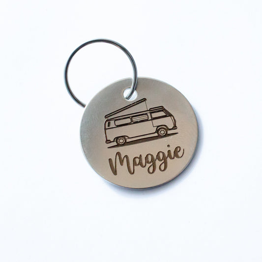 Personalized Kombi Westfalia Camper Key Ring - Silver