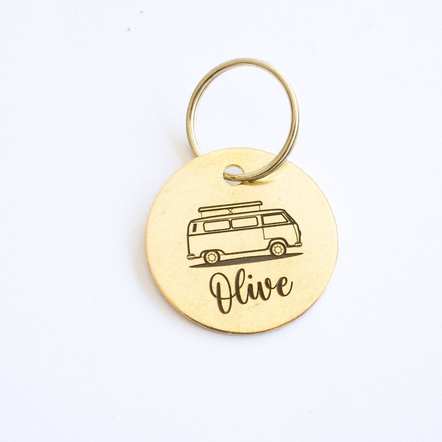 Personalized Kombi Pop Top Camper Key Ring - Gold