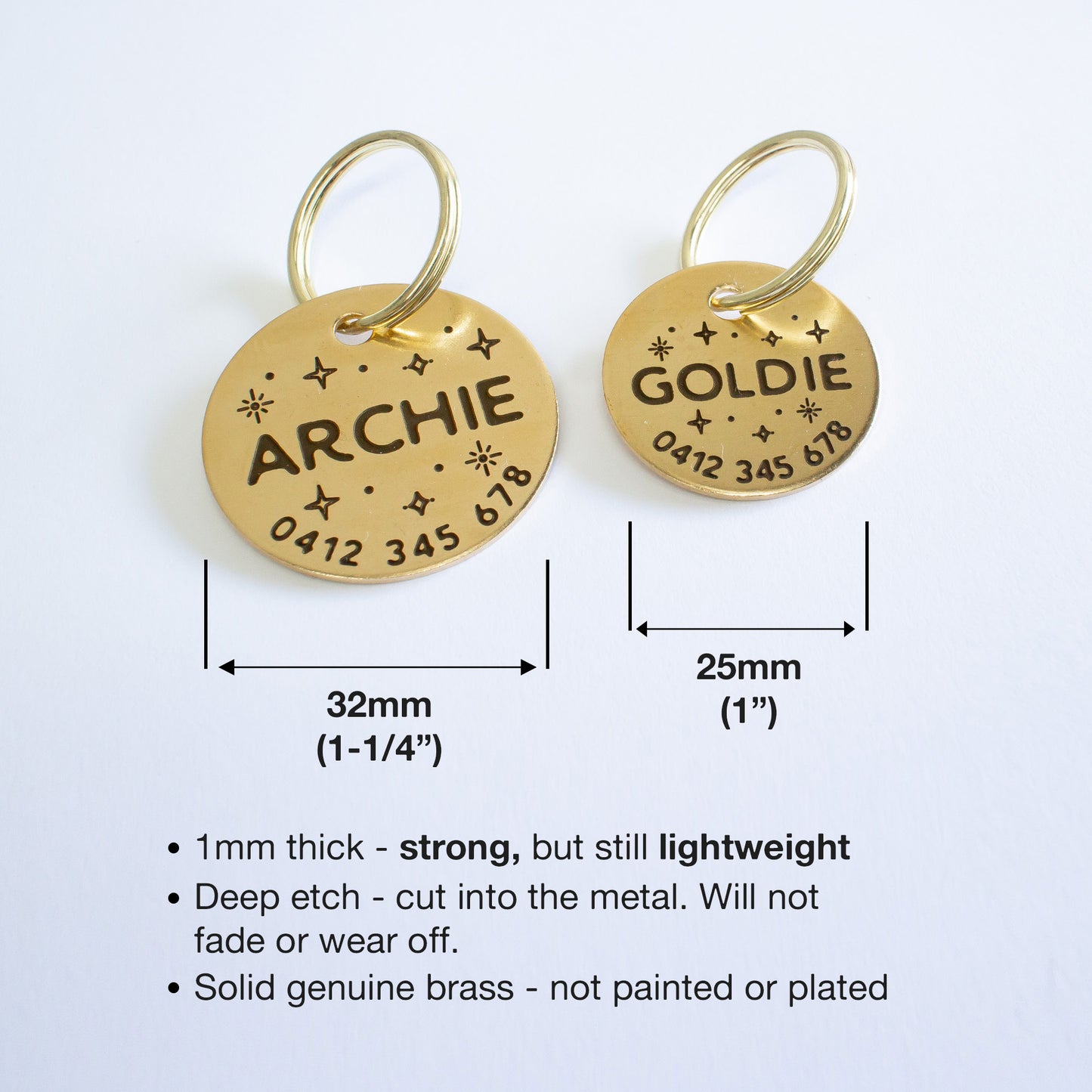Personalised Brass Sparkles Design Animal ID Tag
