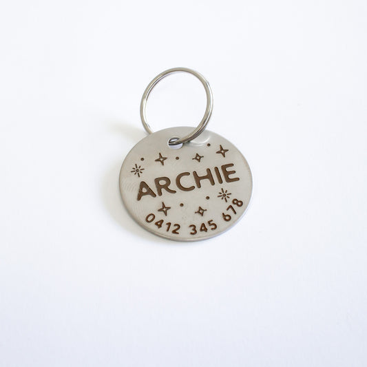 Personalised Silver Sparkles Design Animal ID Tag