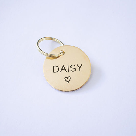 Personalized Brass Heart Dog Tag