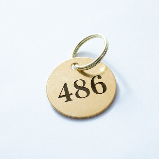 Personalized Vintage Number Keychain - Gold