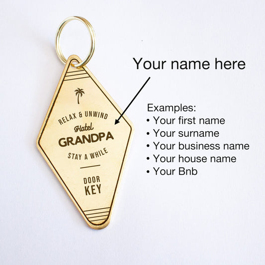 Personalized Retro Hotel Keychain