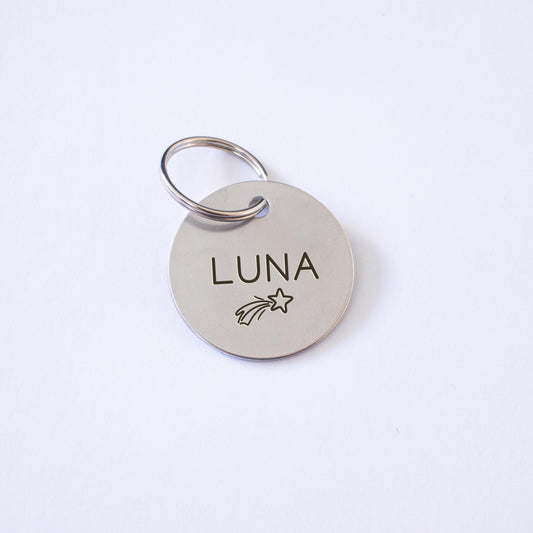 Personalized Silver Shooting Star Dog Tag