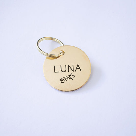 Personalized Brass Shooting Star Dog Tag