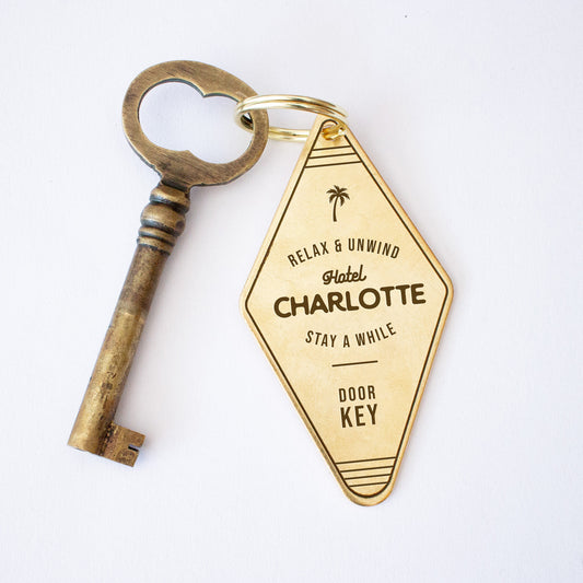 Personalized Retro Hotel Keychain