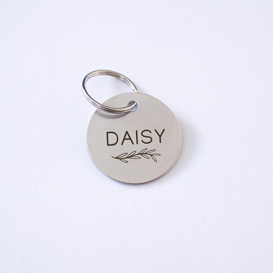 Personalized Silver Leaf Dog Tag